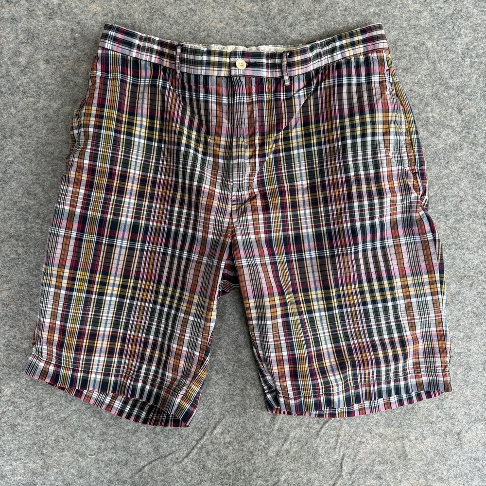 Polo Ralph Lauren Shorts Mens 36 Multicolor Madras Plaid Chino 9in Inseam Preppy
